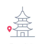 Minimalist icon of a Torii gate symbolizing East Asia