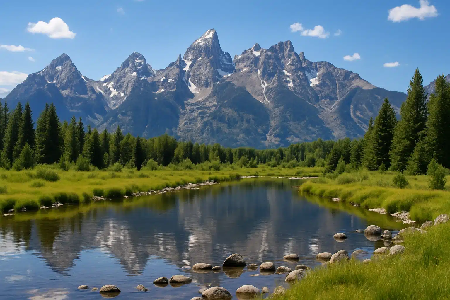 Historic barn at Mormon Row with the Teton Range in the background