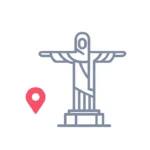 Minimalist line icon of Christ the Redeemer representing South America