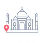 Line-style illustration of the Taj Mahal representing South Asia