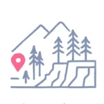 Icon of mountains and pine trees representing US National Parks