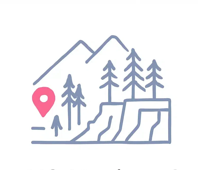 Icon of mountains and pine trees representing US National Parks