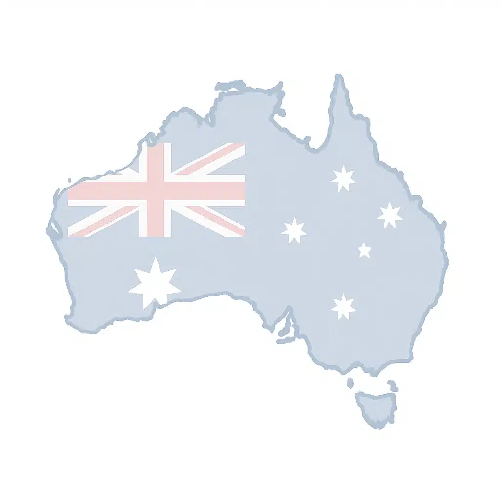 Map of Australia with flag overlay