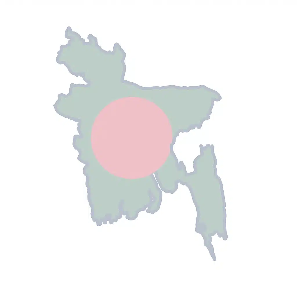 Map of Bangladesh with national flag overlay