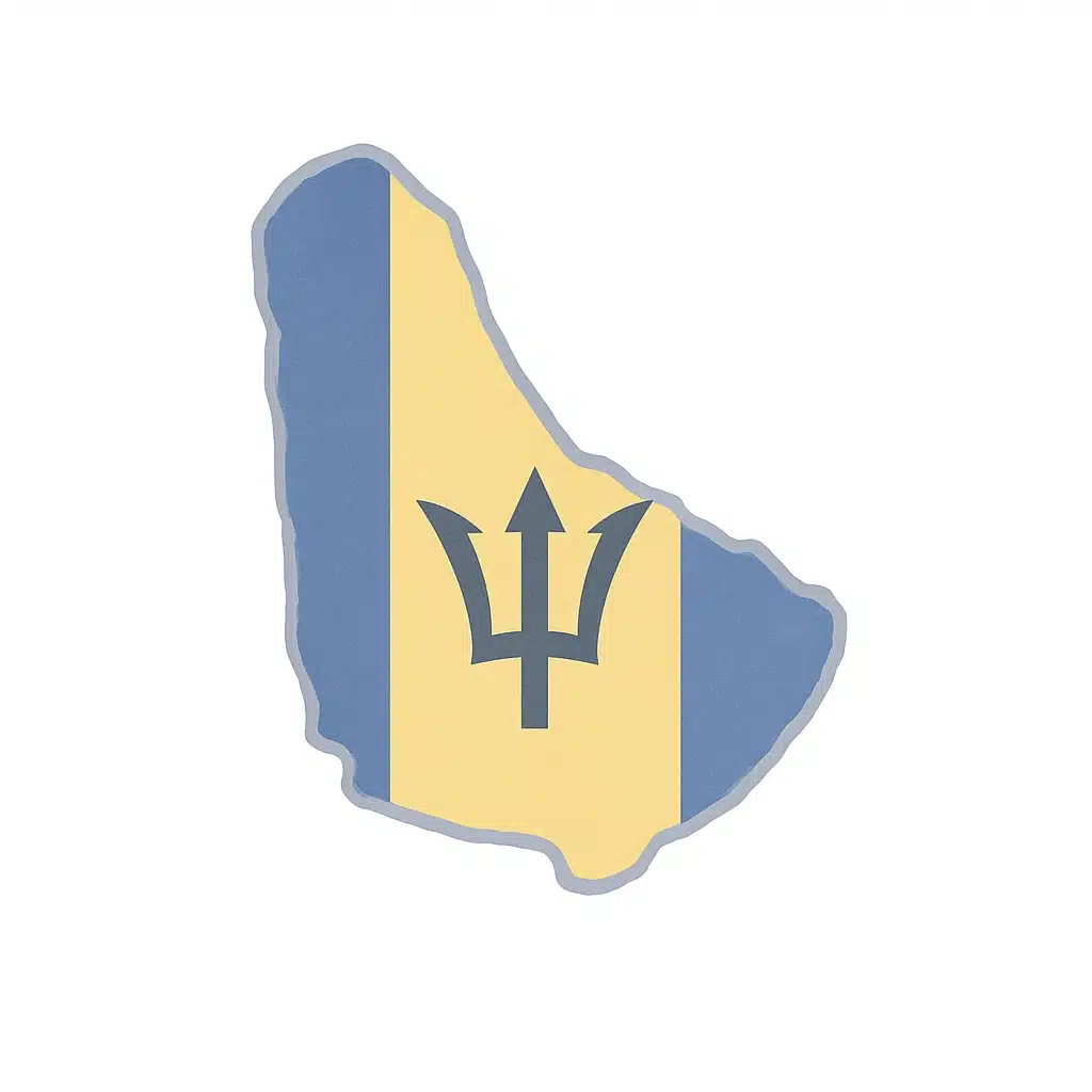 Map of Barbados with national flag overlay