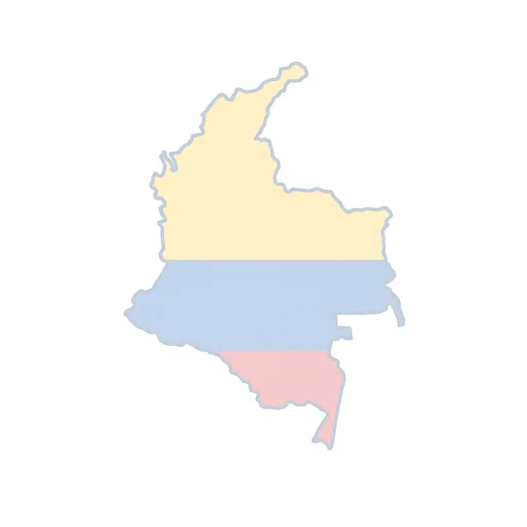 Map of Colombia with national flag overlay