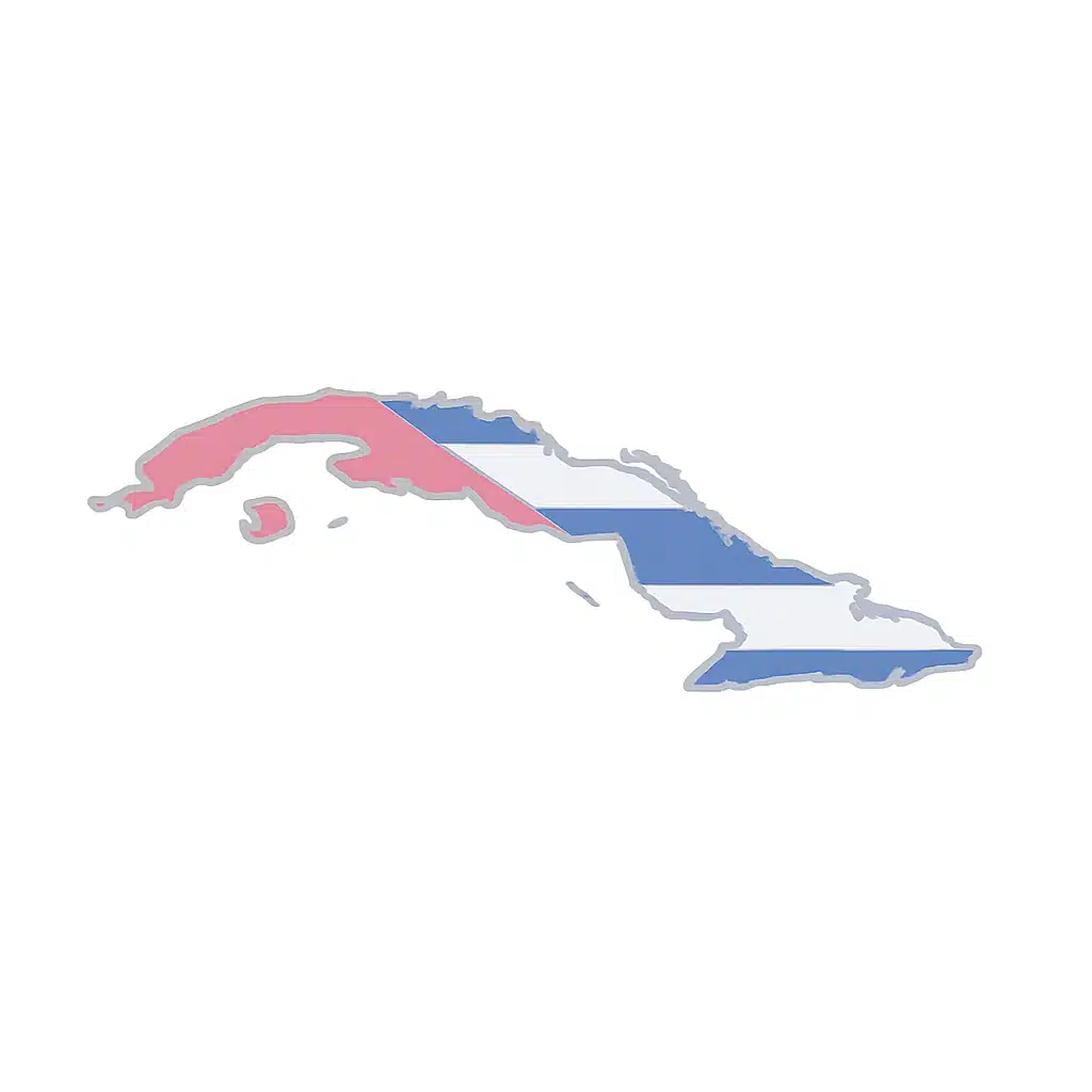 Map of Cuba with national flag overlay
