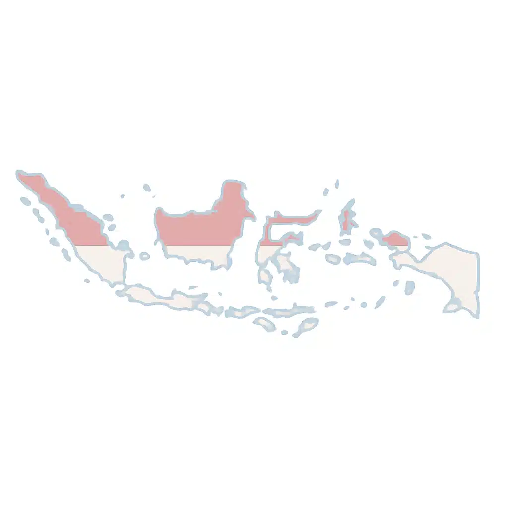 Map of Indonesia with Indonesian flag overlay