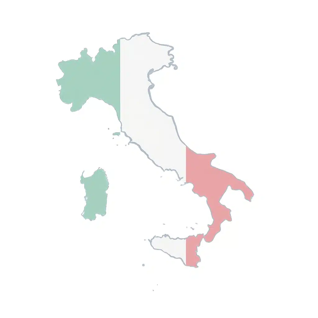 Map of Italy with national flag overlay