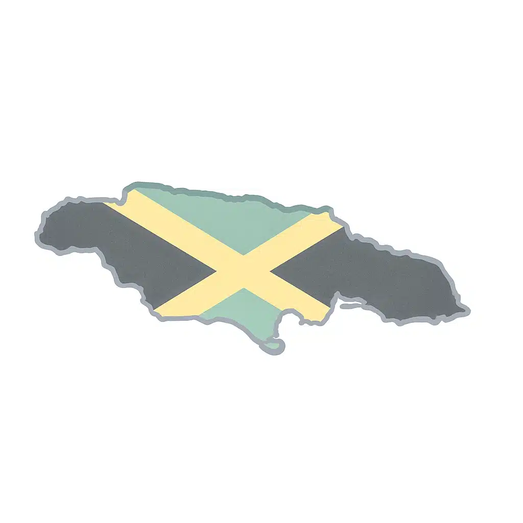Map of Jamaica with national flag overlay