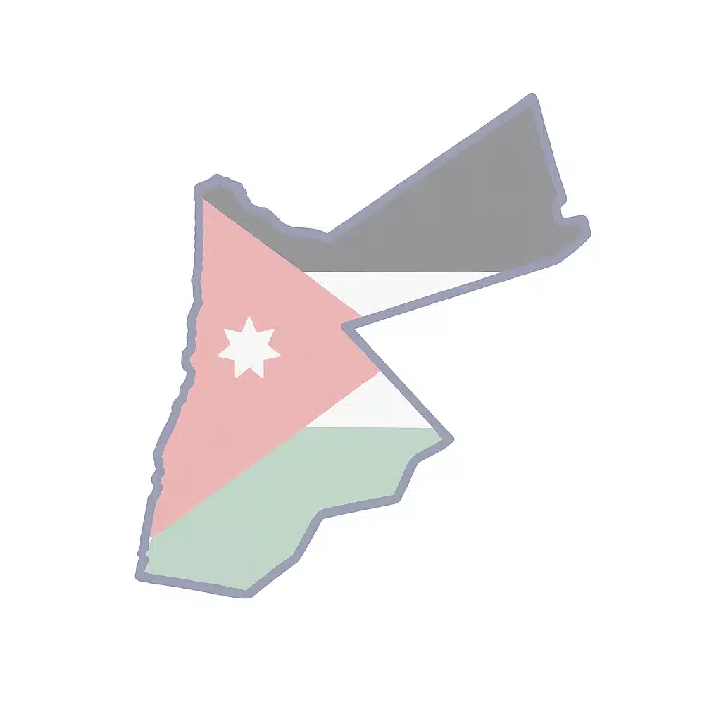 Map of Jordan with national flag overlay