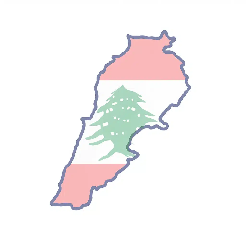 Map of Lebanon with national flag overlay