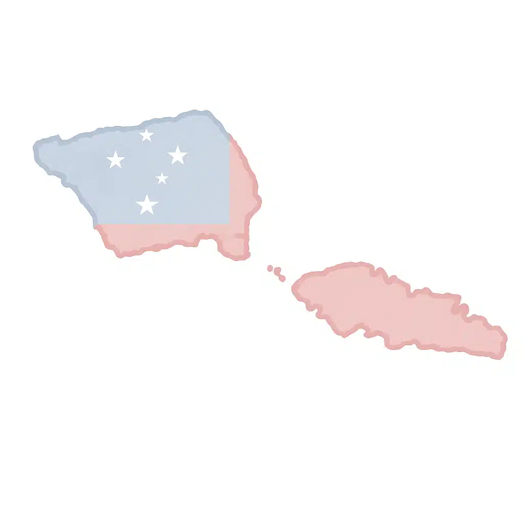 Map of Samoa with national flag overlay