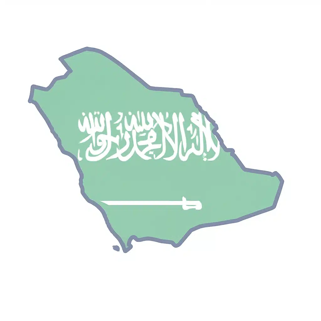 Map of Saudi Arabia with national flag overlay