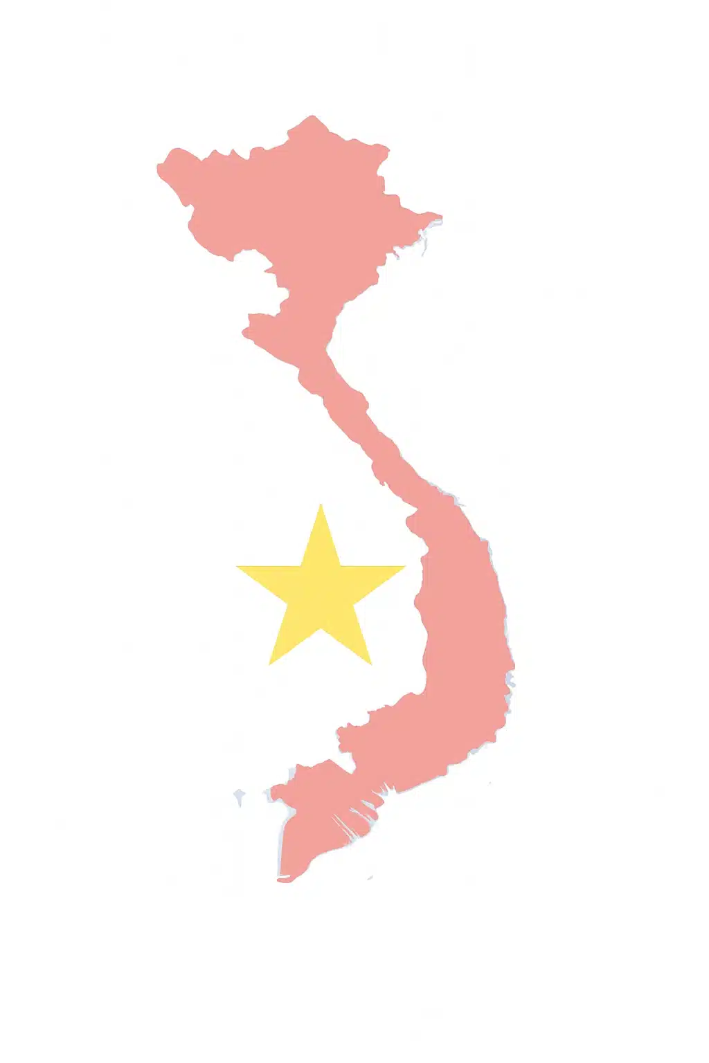 Map of Vietnam with Vietnamese flag overlay