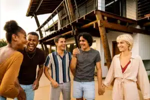 How to Make Friends While Traveling: 9 Easy Ways to Connect in 2026 3 “Solo travelers meeting in a well-lit public area”